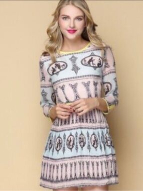 Whimsical Ted Baker Henre Tea Party dress w/silhouette print, cats
